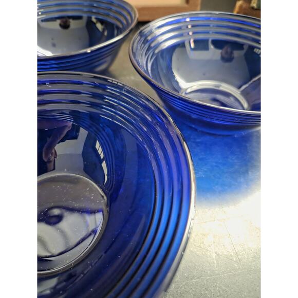 Bormioli Rocco Forum Saphir Cobalt Blue Ribbed Glass Bowls Set of 4 – 5.5" - Picture 4 of 7